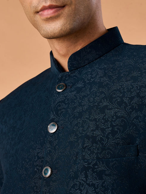 Manyavar Teal Blue Regalia Jodhpuri Suit