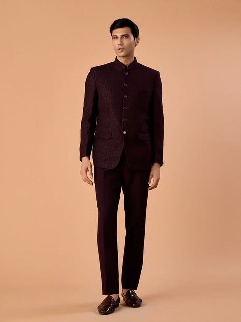 Manyavar Elegant Wine Jodhpuri Suit