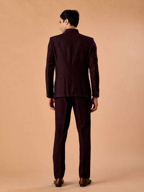 Manyavar Elegant Wine Jodhpuri Suit