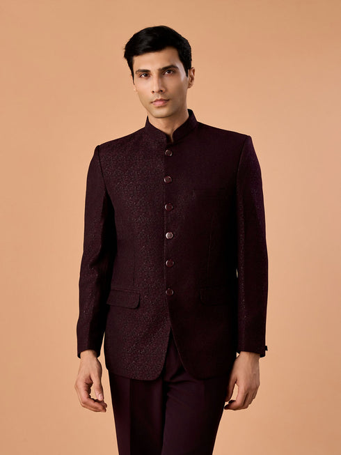 Manyavar Elegant Wine Jodhpuri Suit