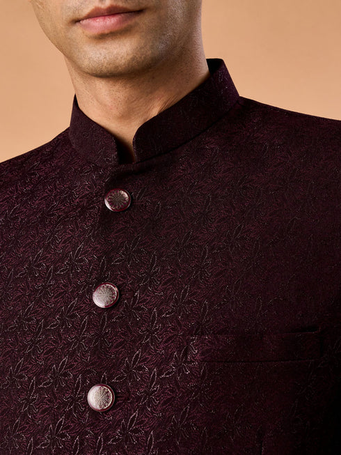 Manyavar Elegant Wine Jodhpuri Suit