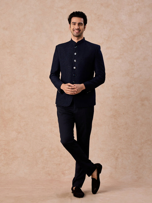 Manyavar Teal Blue Royale Jodhpuri Suit