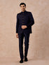 Manyavar Regal Blue Satin Jodhpuri Suit