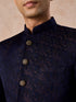 Manyavar Regal Blue Satin Jodhpuri Suit
