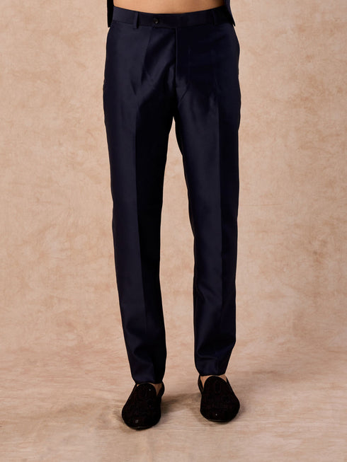 Manyavar Regal Blue Satin Jodhpuri Suit