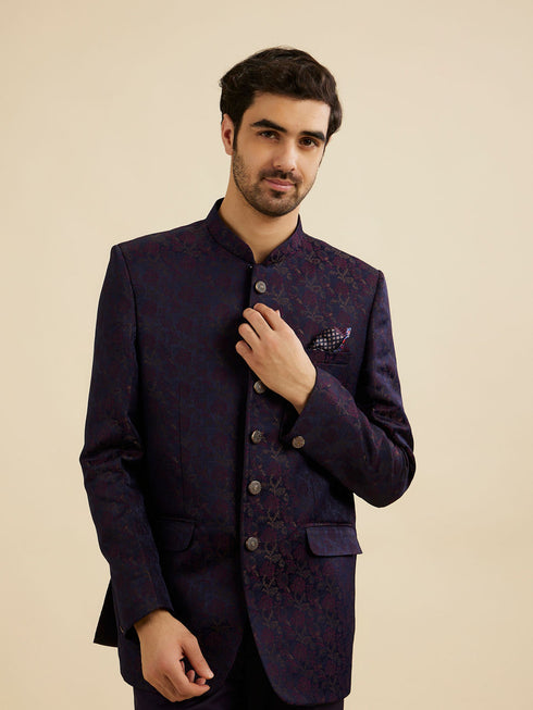 Manyavar Dark Blue Elegance Suit Set