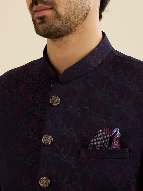 Manyavar Dark Blue Elegance Suit Set
