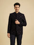 Manyavar Navy Blue And Wine Jodhpuri Set with Chowkadi Motifs And Patra Work