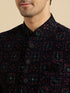 Manyavar Navy Blue And Wine Jodhpuri Set with Chowkadi Motifs And Patra Work