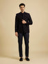 Manyavar Navy Blue And Wine Jodhpuri Set with Chowkadi Motifs And Patra Work