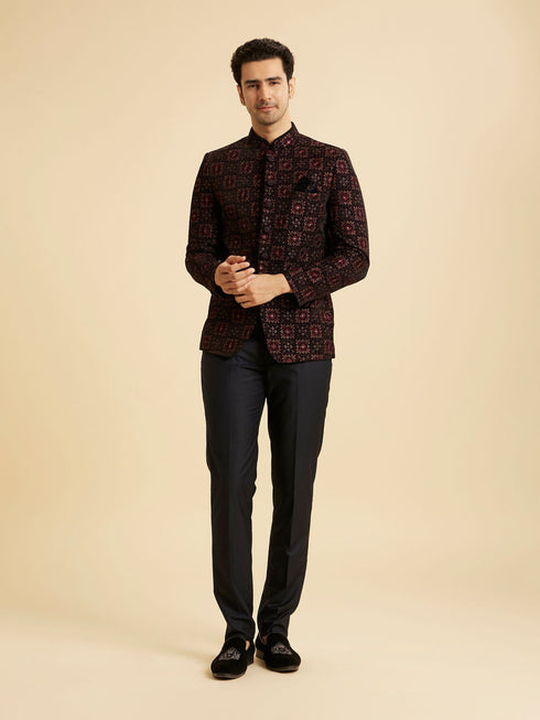 Manyavar Regal Blue Velvet Jodhpuri Suit