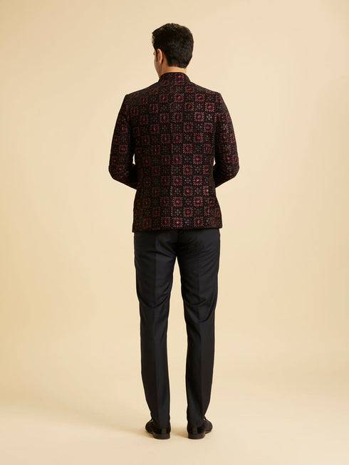Manyavar Regal Blue Velvet Jodhpuri Suit