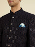 Manyavar Elegant Dark Blue Velvet Suit Set