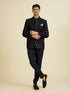 Manyavar Elegant Dark Blue Velvet Suit Set