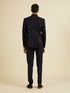 Manyavar Elegant Dark Blue Velvet Suit Set