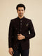 Manyavar Wine Red Honeycomb Patterned Jodhpuri Suit with Sequin Work