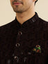 Manyavar Wine Red Honeycomb Patterned Jodhpuri Suit with Sequin Work