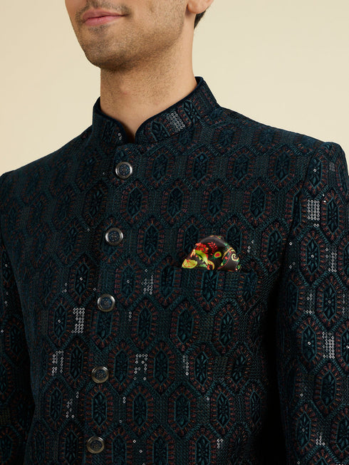 Manyavar Teal Green Splendor Suit Set
