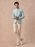Manyavar Light Blue Brocade Jodhpuri Suit