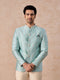 Manyavar Light Blue Brocade Jodhpuri Suit