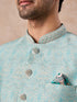 Manyavar Light Blue Brocade Jodhpuri Suit