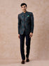 Manyavar Dark Blue Brocade Jodhpuri Suit
