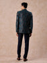 Manyavar Dark Blue Brocade Jodhpuri Suit