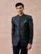 Manyavar Dark Blue Brocade Jodhpuri Suit