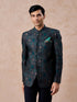 Manyavar Dark Blue Brocade Jodhpuri Suit