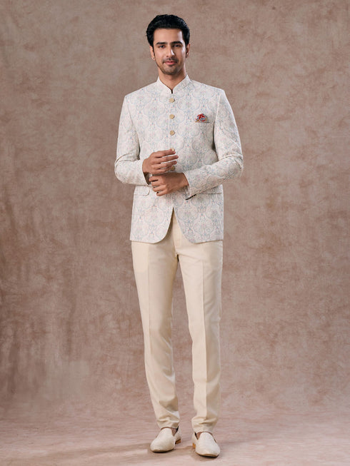 Manyavar Cream Elan Jodhpuri Suit