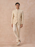 Manyavar Gleaming Cream Satin Jodhpuri Suit