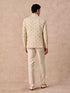 Manyavar Gleaming Cream Satin Jodhpuri Suit