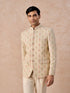 Manyavar Gleaming Cream Satin Jodhpuri Suit