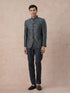 Manyavar Teal Blue Sheen Jodhpuri Suit