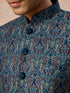 Manyavar Teal Blue Sheen Jodhpuri Suit