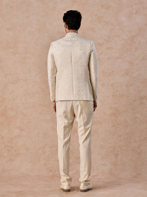 Manyavar Brocade Radiance Cream Jodhpuri Suit
