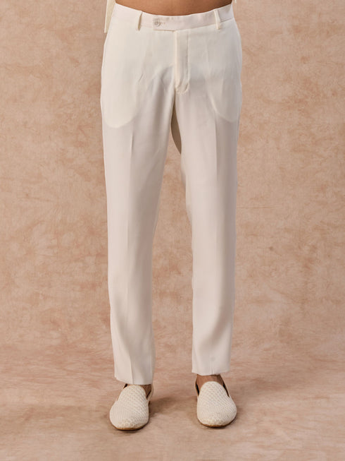 Manyavar Cream Brocade Jodhpuri Suit