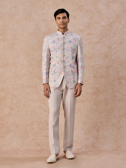 Manyavar Elegant Cream Splendour Jodhpuri Suit