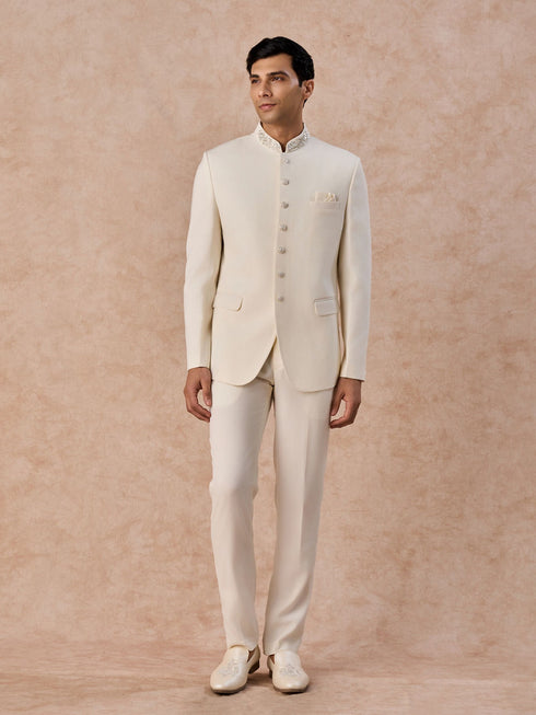 Manyavar Cream Elegance Jodhpuri Suit