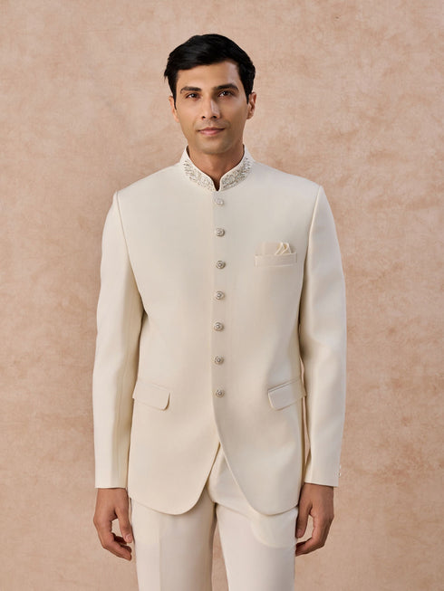 Manyavar Cream Elegance Jodhpuri Suit