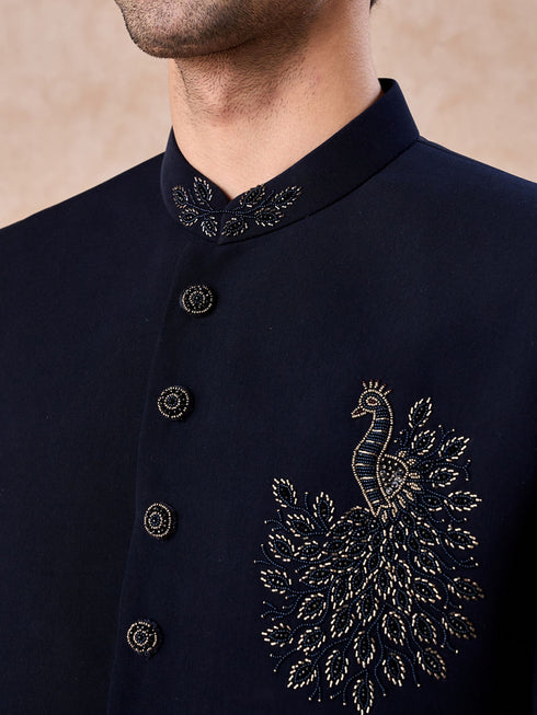 Manyavar Dark Blue Opulence Jodhpuri Suit
