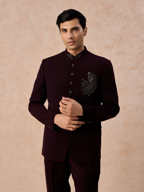 Manyavar Royal Maroon Jodhpuri Suit