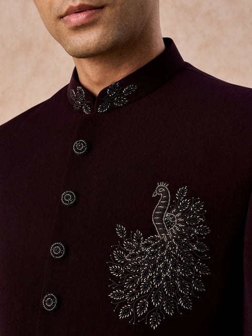 Manyavar Royal Maroon Jodhpuri Suit