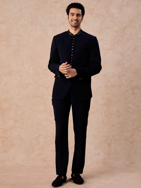 Manyavar Royal Blue Intrigue Jodhpuri Suit