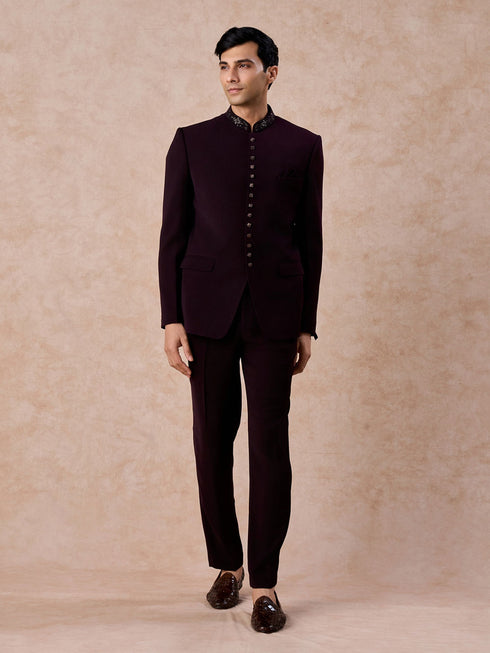 Manyavar Wine Wonder Jodhpuri Suit