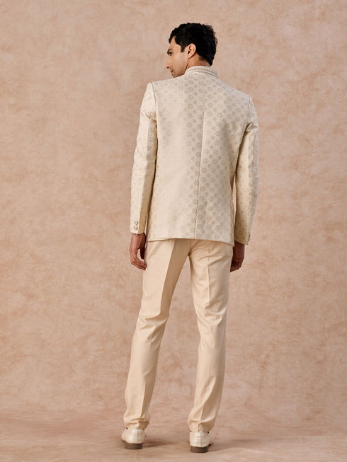 Manyavar Elegant Cream Jodhpuri Suit