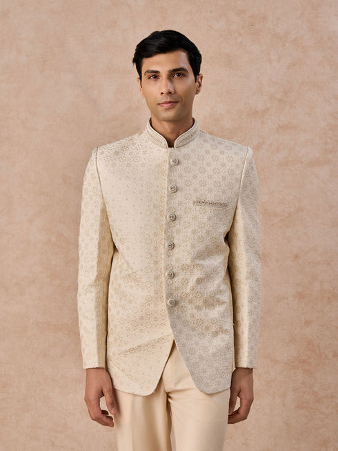 Manyavar Elegant Cream Jodhpuri Suit