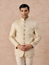 Manyavar Beige Elegance Satin Jodhpuri Suit