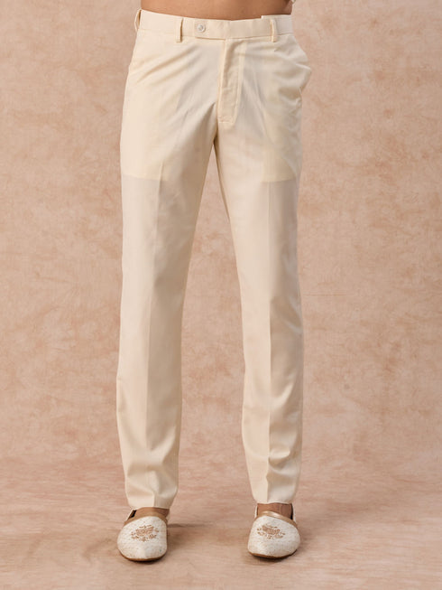 Manyavar Beige Elegance Satin Jodhpuri Suit