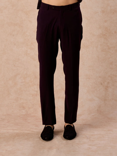 Manyavar Velvety Wine Glory Jodhpuri Suit